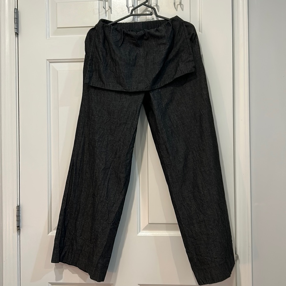 TSUMORI CHISATO PANT // wide leg // medium // black // 100% Cotton // front flap